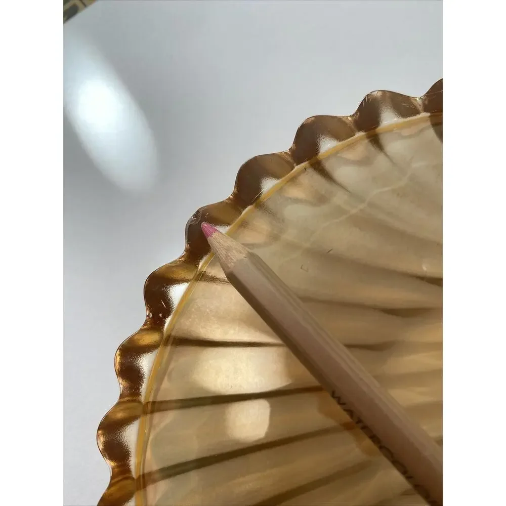 CARNIVAL Glass Clam Shell Seashell Shaped Dish Trinket Dish Peach Soap VINTAGE